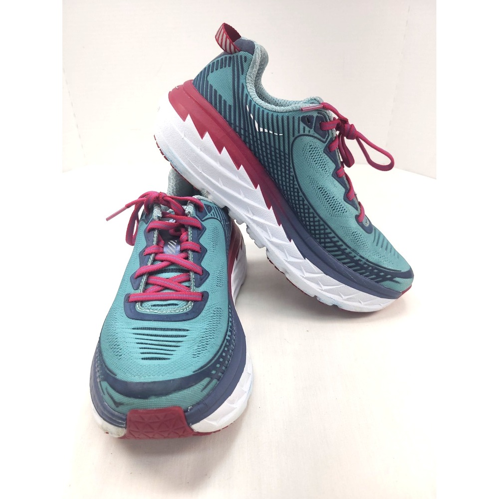 Hoka One One Neutral Bondi 5 Womens US 8 Aqua Running Trail Hiking Shoes EUC
